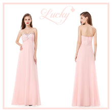 Cargar imagen en el visor de la galería, Vestido strapless rosa con detalles de piedras