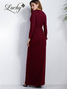 Vestido vino manga larga sencillo