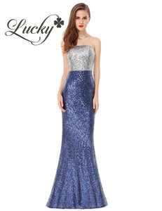 Vestido de lentejuelas falda azul top plata