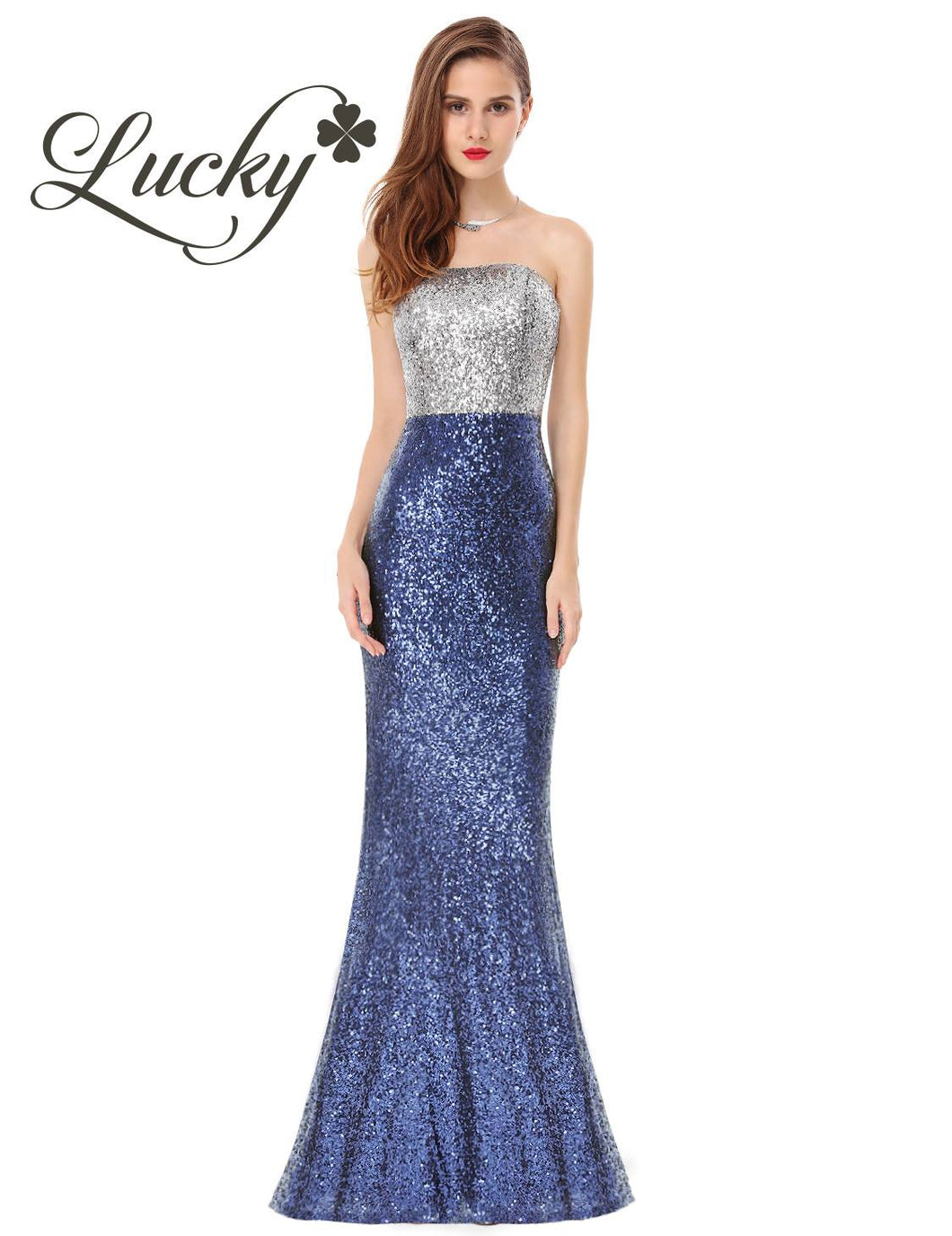 Vestido de lentejuelas falda azul top plata