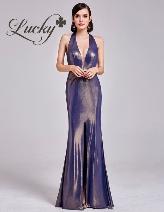 Vestido tornasol azul y dorado al cuerpo