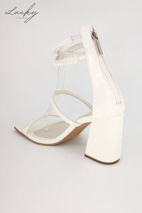 Sandalia venecia blanca alta con perlas