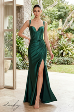 Cargar imagen en el visor de la galería, Vestido verde esmeralda de satin