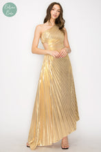 Cargar imagen en el visor de la galería, Vestido dorado plisado