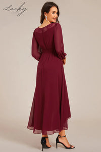 Vestido vino midi manga larga