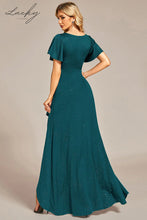 Cargar imagen en el visor de la galería, Vestido verde teal asimetrico
