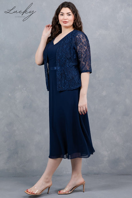 Vestido navy plus dos piezas