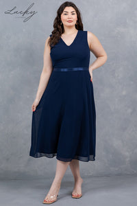 Vestido navy plus dos piezas