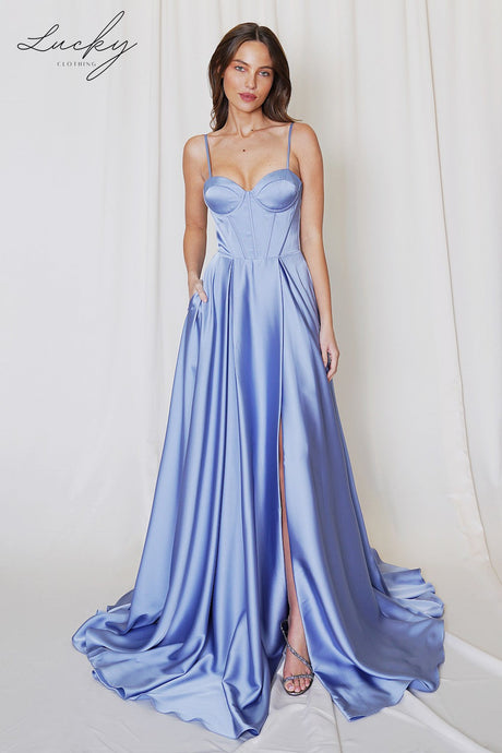 Vestido celeste de satin