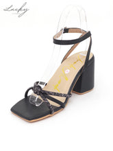 Cargar imagen en el visor de la galería, Sandalia negra con piedras