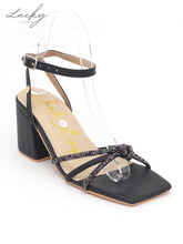 Cargar imagen en el visor de la galería, Sandalia negra con piedras