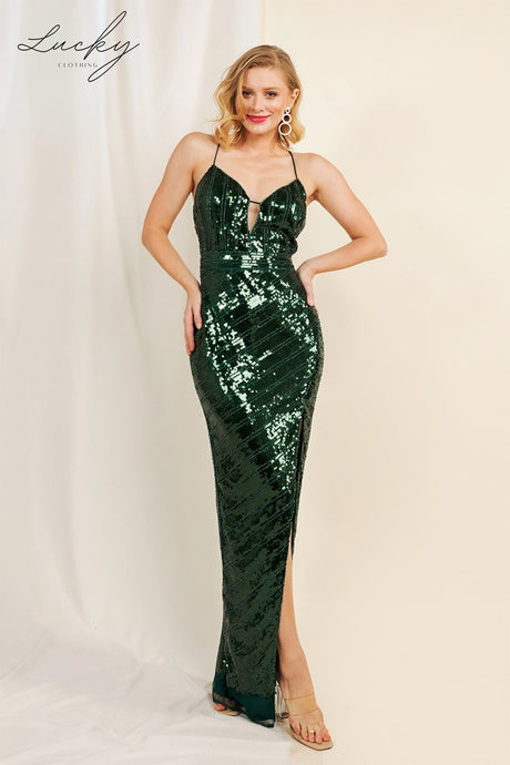 Vestido verde oscuro de lentejuelas