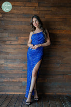 Cargar imagen en el visor de la galería, Vestido azul rey con lentejuelas