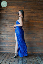Cargar imagen en el visor de la galería, Vestido azul rey con lentejuelas