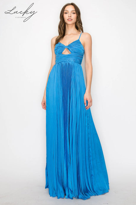 Vestido sky blue plisado