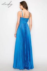Vestido sky blue plisado