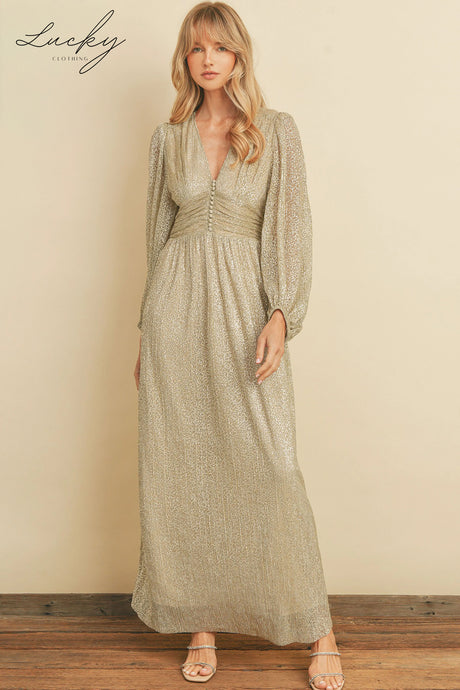 Vestido white gold manga larga
