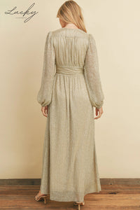 Vestido white gold manga larga