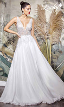 Cargar imagen en el visor de la galería, Vestido blanco con brillos en top en v