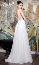 Cargar imagen en el visor de la galería, Vestido blanco con brillos en top en v