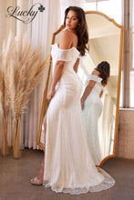 Cargar imagen en el visor de la galería, Vestido blanco al cuerpo con brillos sin hombros