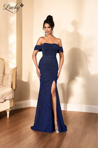 Vestido azul navy de brillos