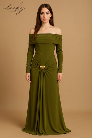 Vestido verde oliva manga larga