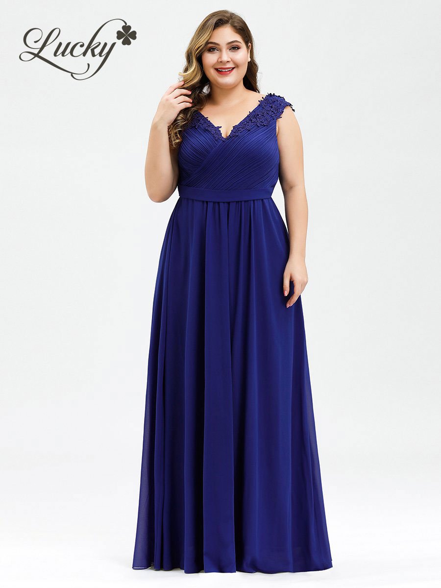 Azul Rey Vestidos Tallas Xxl Vestido Largo De Encaje, Mangas