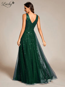 Vestido verde con lentejuelas