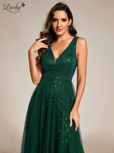 Vestido verde con lentejuelas