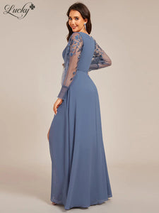 Vestido dusty blue con mangas