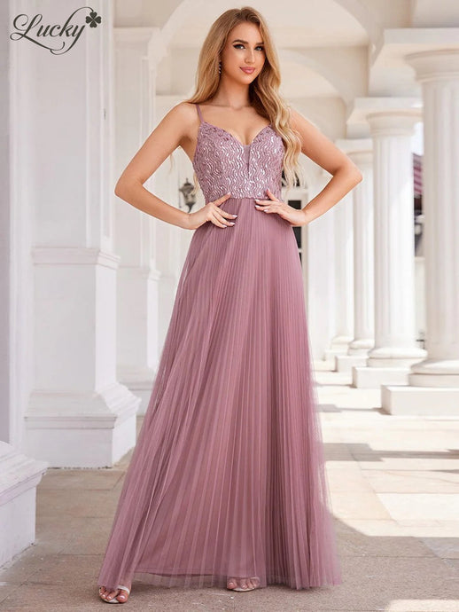 Vestido mauve plisado