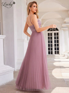 Vestido mauve plisado