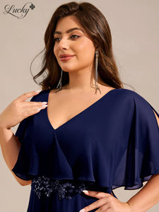 Vestido azul navy plus con mangas