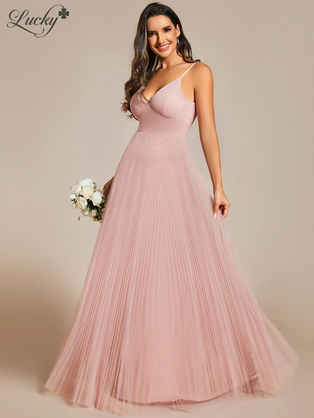 Vestido rosa plisado