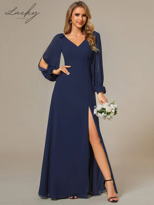 Vestido azul navy manga larga
