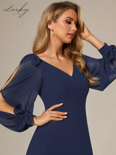 Cargar imagen en el visor de la galería, Vestido azul navy manga larga