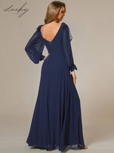 Cargar imagen en el visor de la galería, Vestido azul navy manga larga
