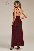 Cargar imagen en el visor de la galería, Vestido vino con brillos