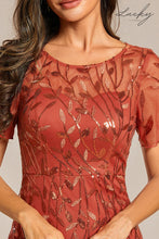 Cargar imagen en el visor de la galería, Vestido terracota de hojas