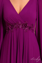 Cargar imagen en el visor de la galería, Vestido magenta manga larga
