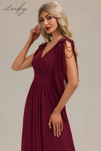 Cargar imagen en el visor de la galería, Vestido vino con manga capa