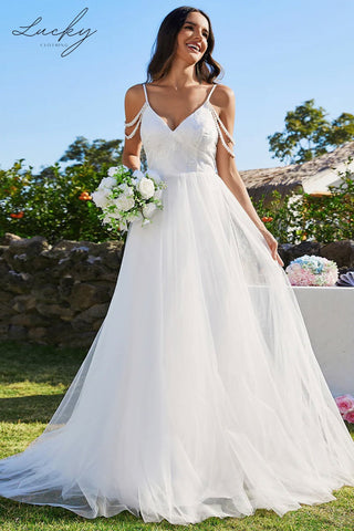 Vestido blanco con perlas