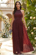 Cargar imagen en el visor de la galería, Vestido vino plisado halter