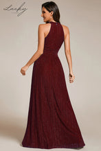 Cargar imagen en el visor de la galería, Vestido vino plisado halter
