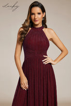 Cargar imagen en el visor de la galería, Vestido vino plisado halter