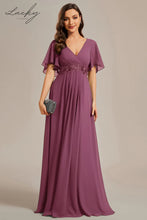 Cargar imagen en el visor de la galería, Vestido mauve con manga corta