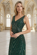 Cargar imagen en el visor de la galería, Vestido verde con diseño de lentejuelas