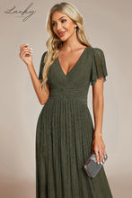 Cargar imagen en el visor de la galería, Vestido verde oliva plisado