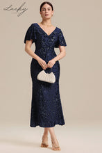 Cargar imagen en el visor de la galería, Vestido midi azul navy